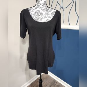 Moda International Black Top with Criss-Crossed Back Detail